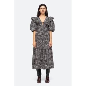 Sea NY Calla Puff Sleeve Cotton Poplin Midi Dress Size 2